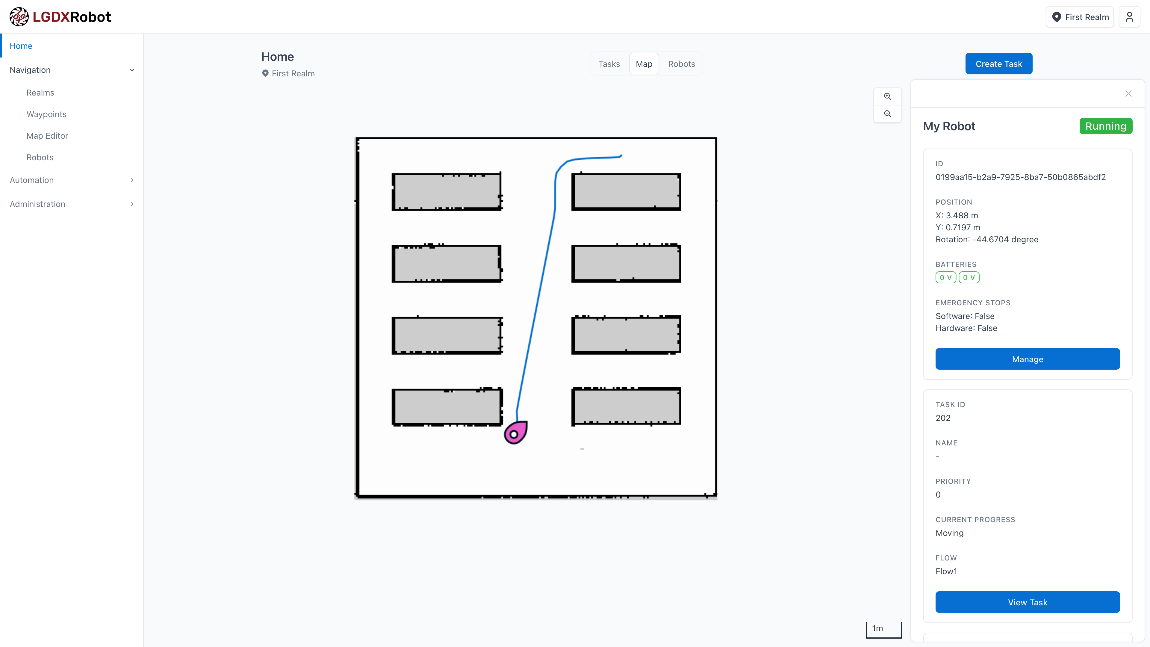 Screenshot of the map page