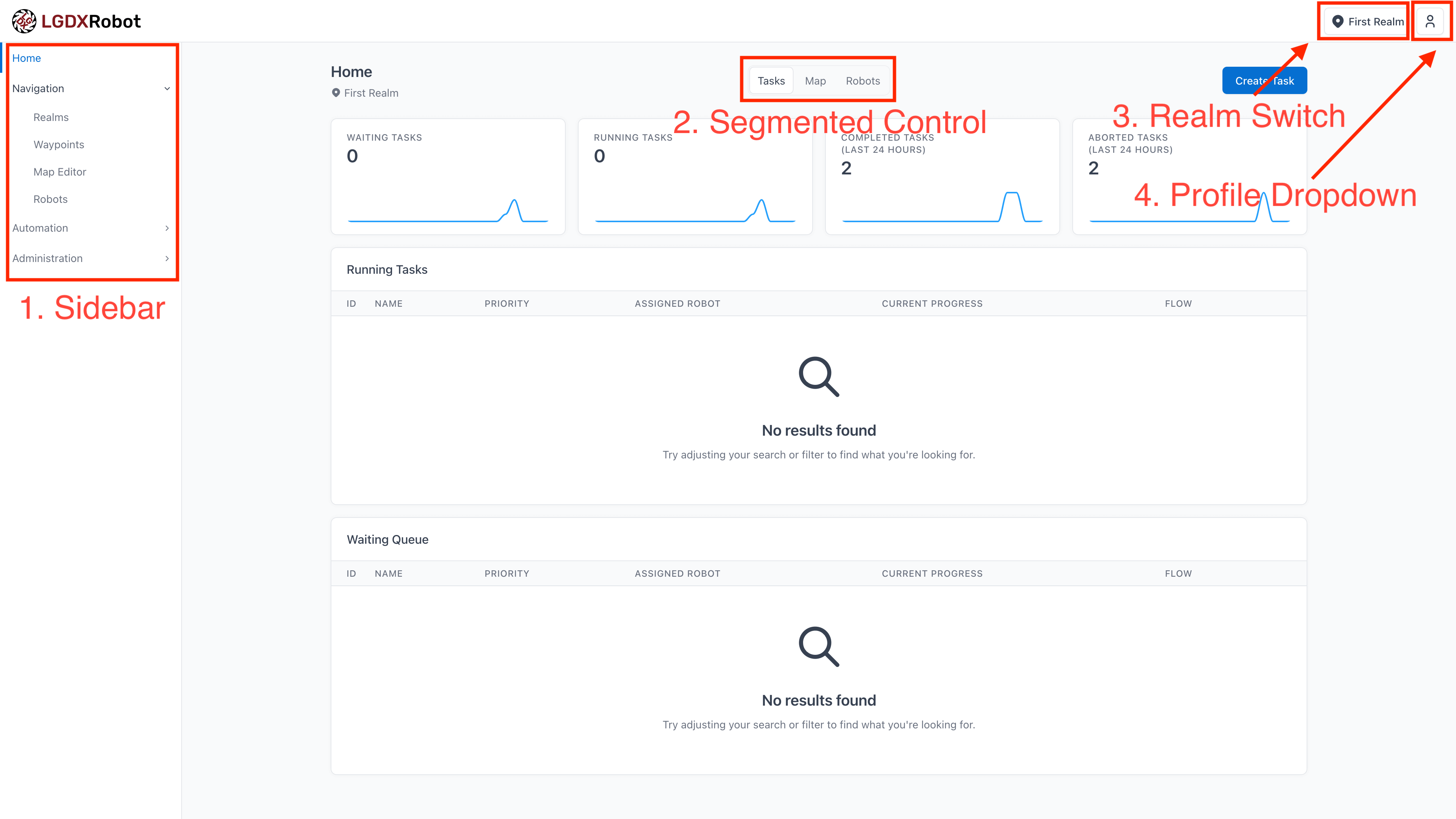 Screenshot of the home page